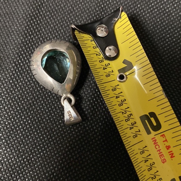 Vintage Sterling 925 silver & Aquamarine stone pendant with Necklace with bag - Picture 10 of 13